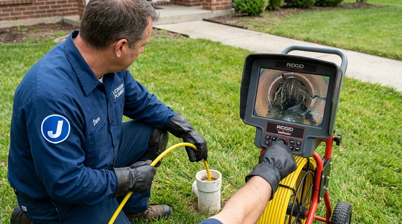 Sewer camera inspection being performed by Johns Plumbing LLC in Ansted